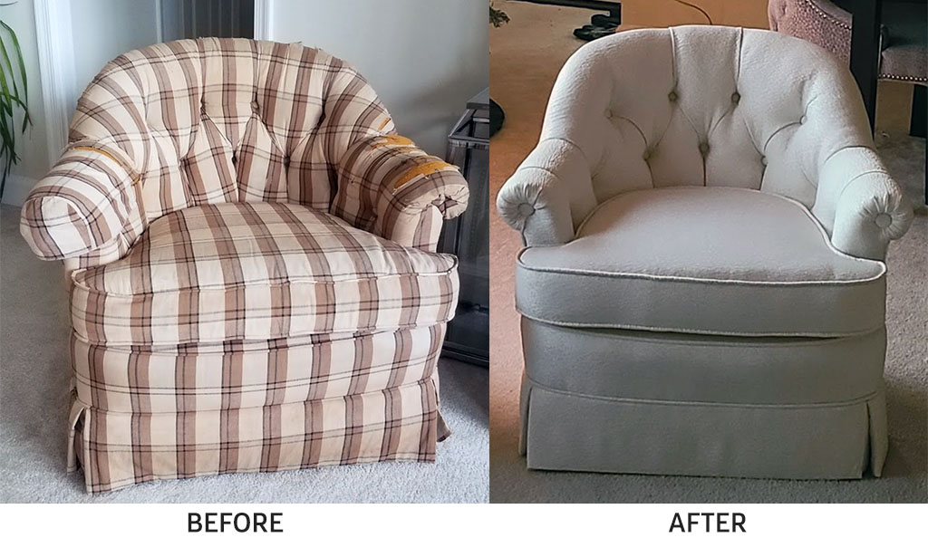 before and after upholstered chair