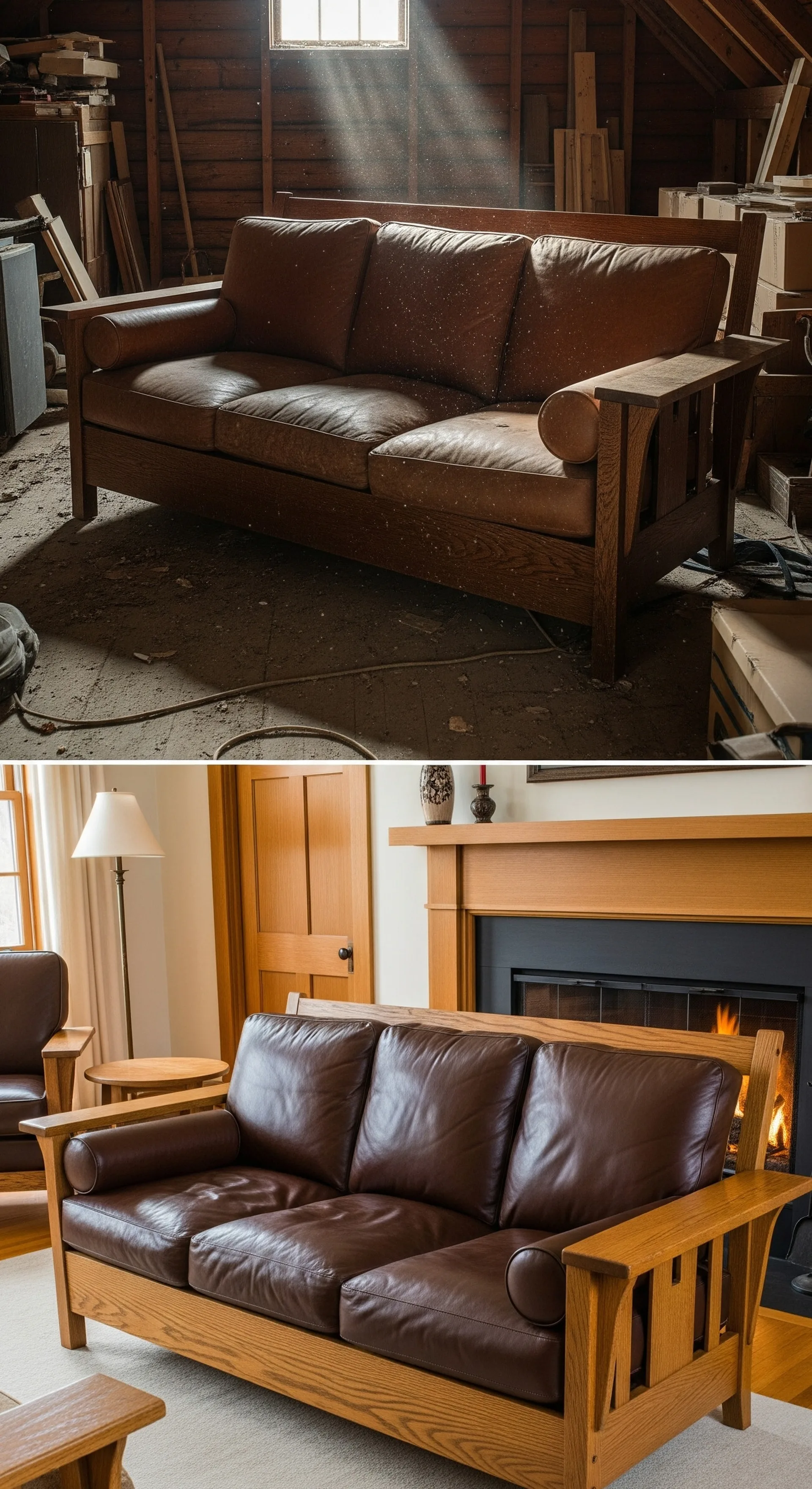 Before and after luxury chair reupholstery service